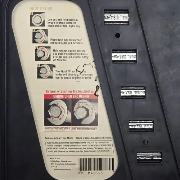 Vintage Craftsman 6 Pc Professional Quick Wrench Set SAE 42356 USA Made 5/8-5/16 - Picture 9 of 16